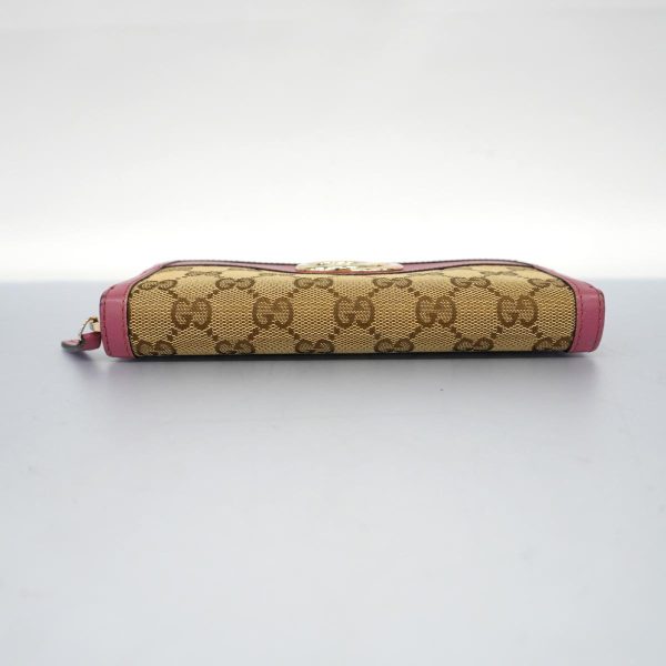 1240001038185 2 Gucci Long Wallet GG Canvas Leather Pink Beige