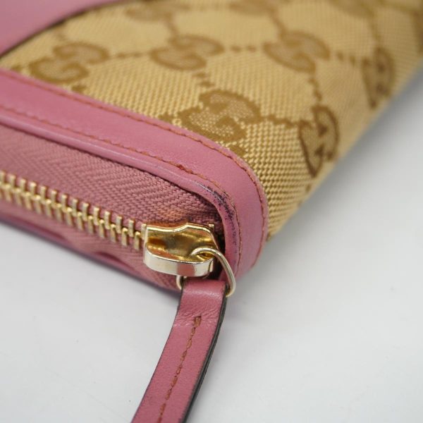 1240001038185 7 Gucci Long Wallet GG Canvas Leather Pink Beige