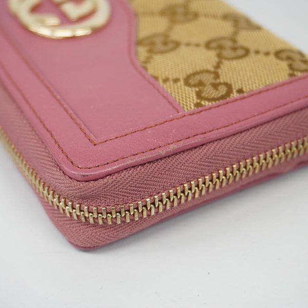 1240001038185 8 Gucci Long Wallet GG Canvas Leather Pink Beige