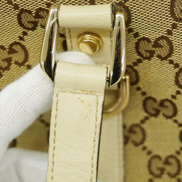 1240001038215 10 Gucci Tote Bag GG Canvas Ivory Brown Gold Hardware