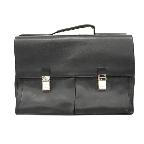 1240001038218 1 Gucci Briefcase Leather Black Silver Hardware