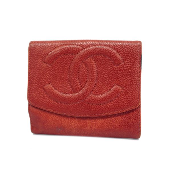 1240001038266 1 Chanel Wallet Caviar Skin Red Gold Hardware