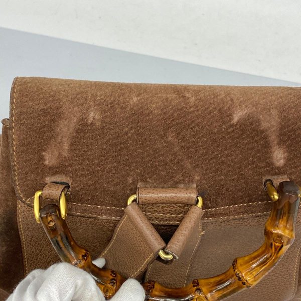 1240001038392 8 1 Gucci Rucksack Bamboo Suede Brown Champagne