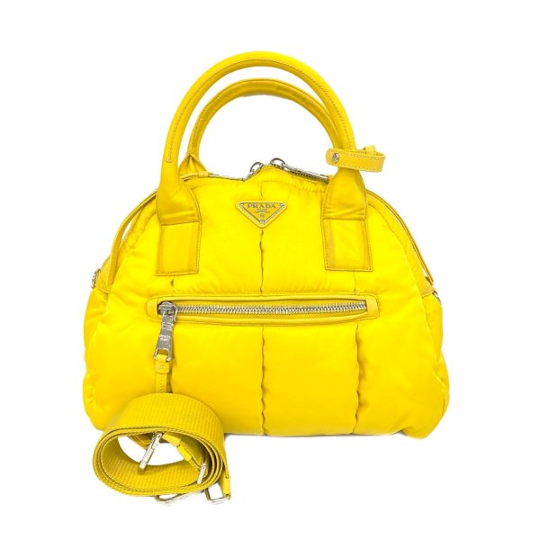 1240001038393 1 Prada 2 Way Bag Nylon Hardware Yellow Silver