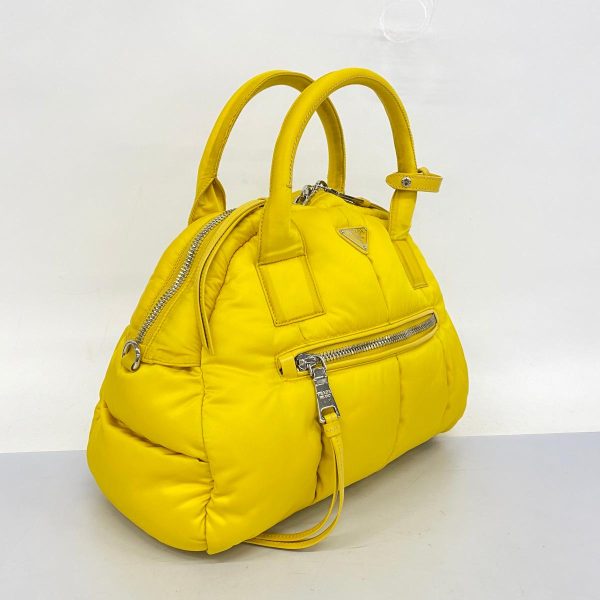 1240001038393 2 Prada 2 Way Bag Nylon Hardware Yellow Silver