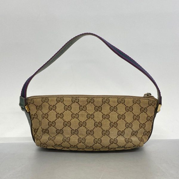 1240001038424 12 Gucci Pouch GG Canvas Brown Gold Hardware