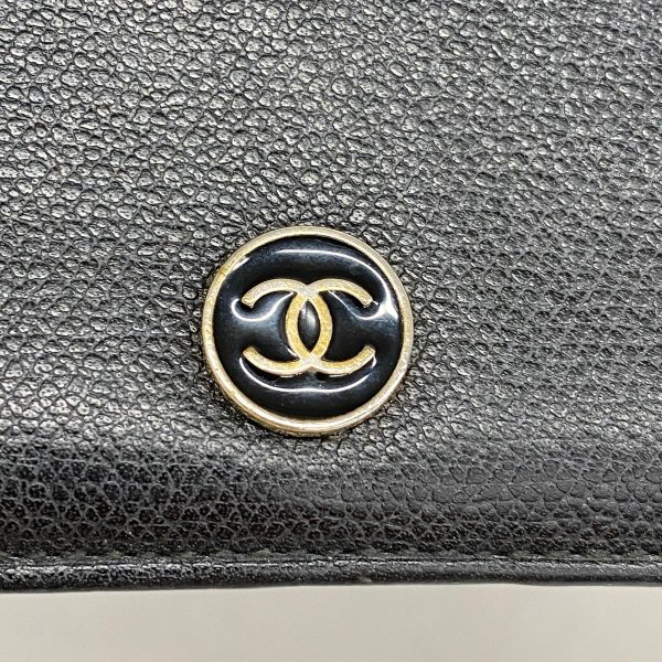 1240001038433 11 Chanel Long Wallet Leather Black Silver Hardware