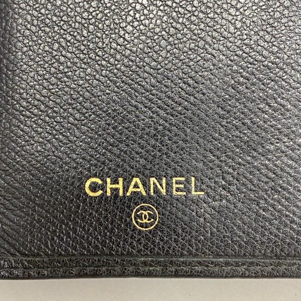 1240001038433 4 Chanel Long Wallet Leather Black Silver Hardware