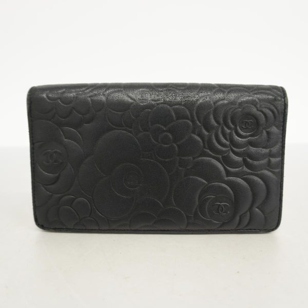 1240001038455 14 Chanel Long Wallet Camellia Lambskin Black