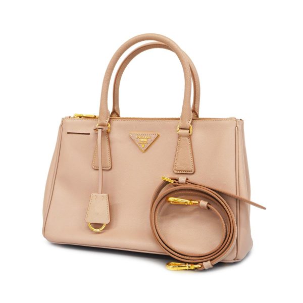 1240001038508 1 Prada Saffiano Leather 2 Way Bag Pink Beige Gold