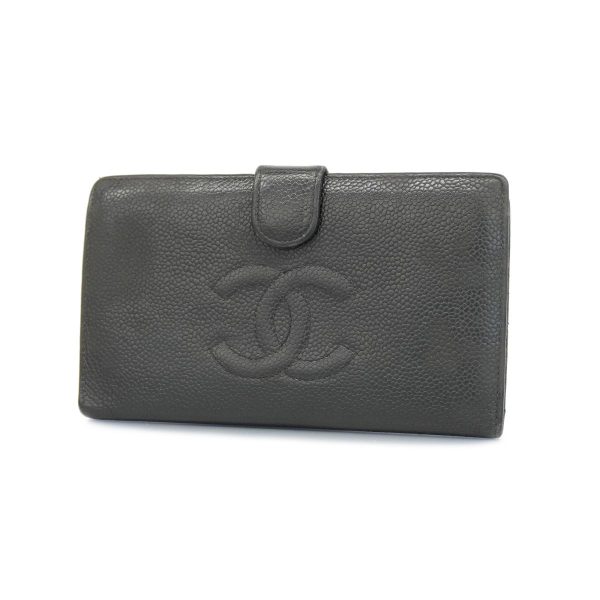 1240001038513 1 Chanel Long Wallet Caviar Skin Black Gold Hardware