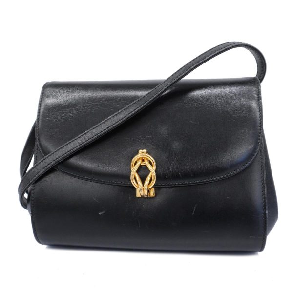 1240001038535 1 Gucci Shoulder Bag Leather Black Gold Hardware