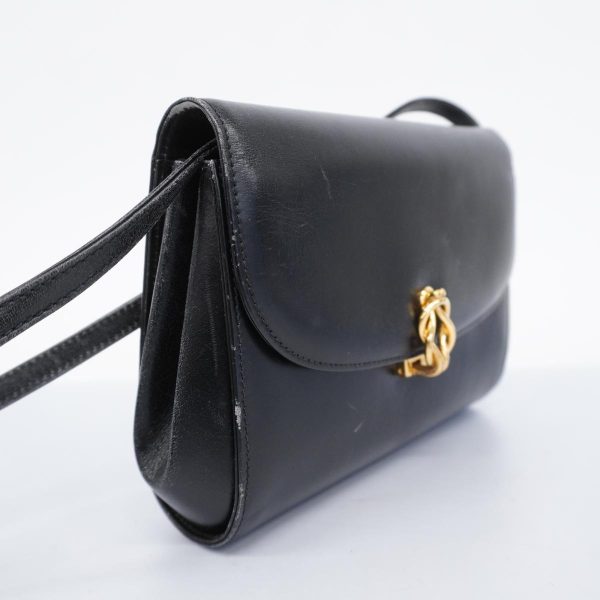 1240001038535 2 Gucci Shoulder Bag Leather Black Gold Hardware