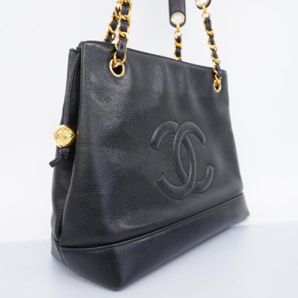 1240001038537 2 Chanel Shoulder Bag Chain Caviar Skin Black