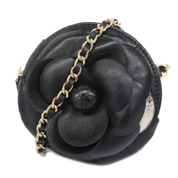 1240001038554 1 Chanel Shoulder Bag Matelasse Camellia Chain Black