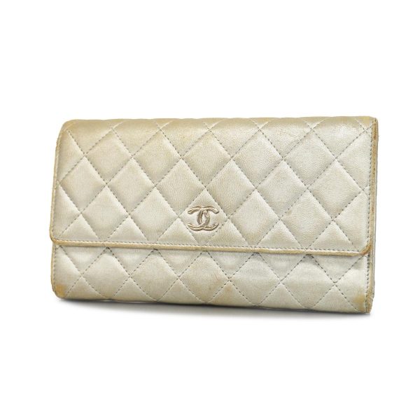 1240001038580 1 Chanel Tri fold Long Wallet Matelasse Silver