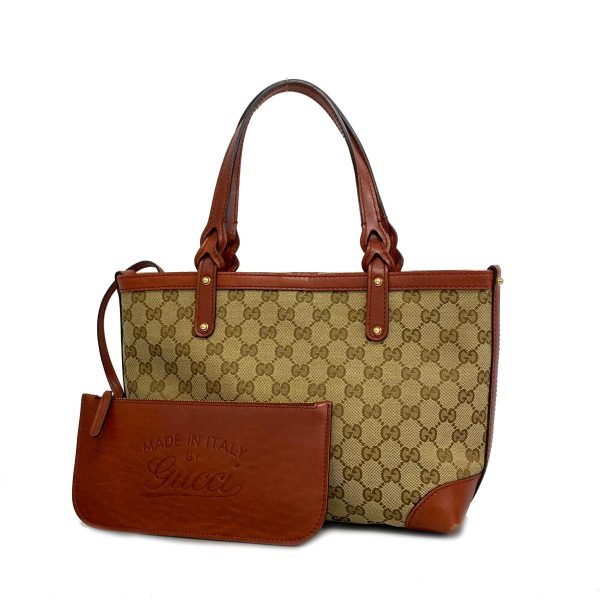 1240001038657 1 Gucci Tote Bag GG Canvas Brown Gold Hardware