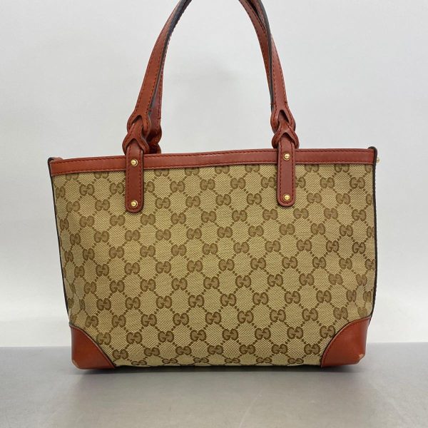 1240001038657 10 Gucci Tote Bag GG Canvas Brown Gold Hardware