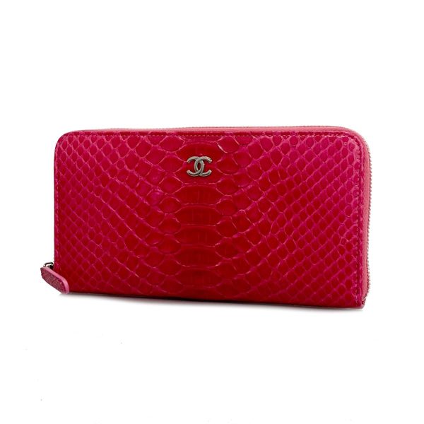 1240001038660 1 Chanel Long Wallet Python Pink Silver Hardware