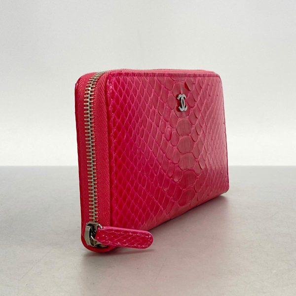 1240001038660 2 Chanel Long Wallet Python Pink Silver Hardware