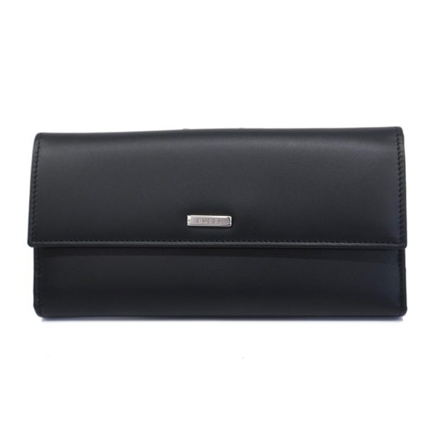 1240001038679 1 Gucci Long Wallet Leather Black Silver Hardware