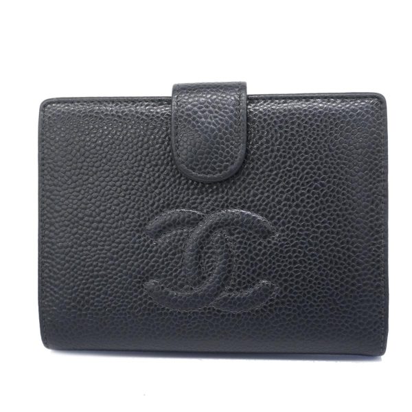 1240001038702 1 Chanel Wallet Caviar Skin Black Gold Hardware