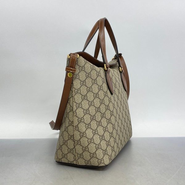 1240001038732 2 Gucci 2way Bag GG Supreme Leather Brown Beige