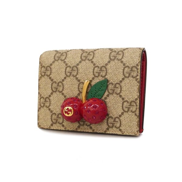 1240001038840 1 Gucci Wallet GG Supreme Cherry Brown Gold Hardware