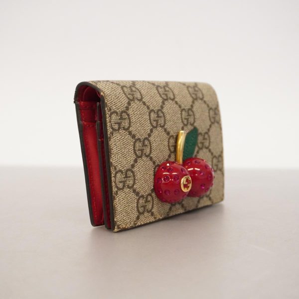 1240001038840 2 Gucci Wallet GG Supreme Cherry Brown Gold Hardware