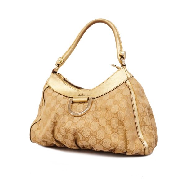 1240001038865 1 Gucci Handbag GG Canvas Abby Leather Beige