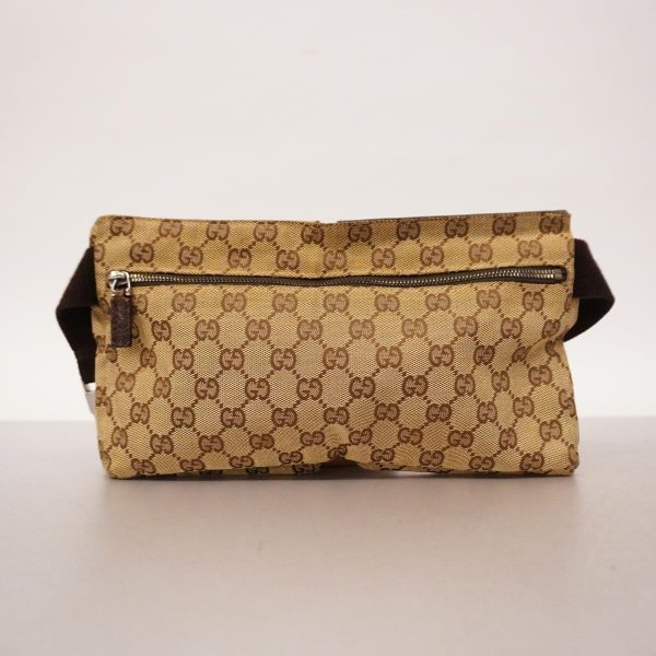 1240001038905 13 Gucci Waist Bag GG Canvas Brown Silver Hardware