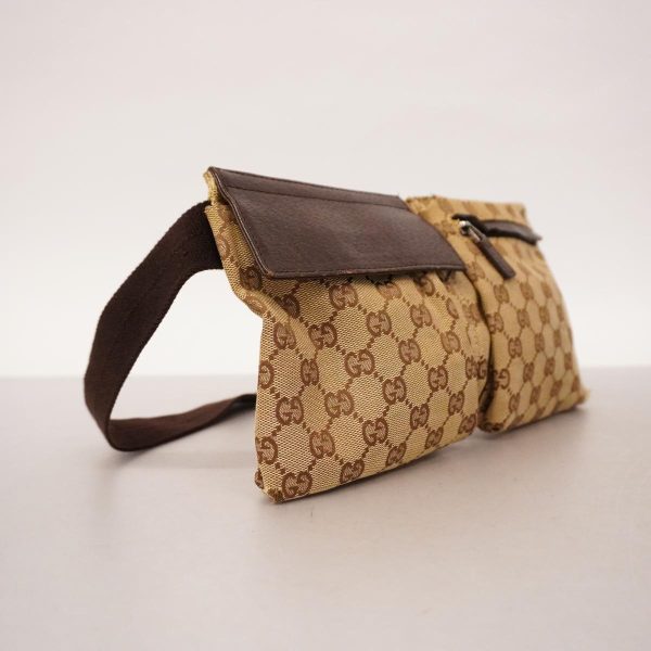 1240001038905 2 Gucci Waist Bag GG Canvas Brown Silver Hardware