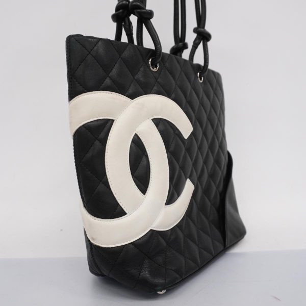 1240001038914 2 Chanel Tote Bag Cambon Lambskin Black White