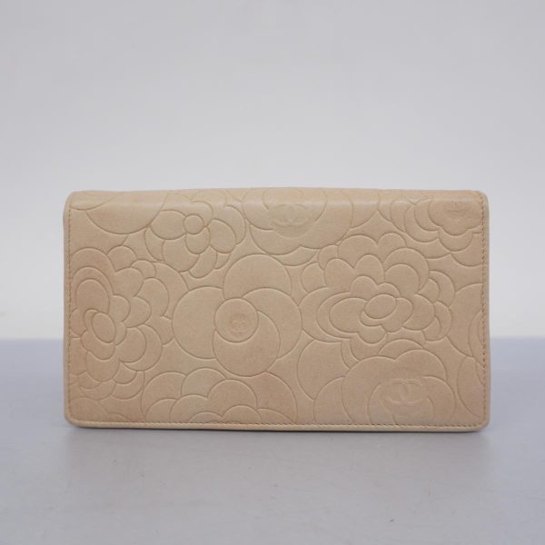 1240001038957 11 Chanel Long Wallet Camellia Lambskin Beige