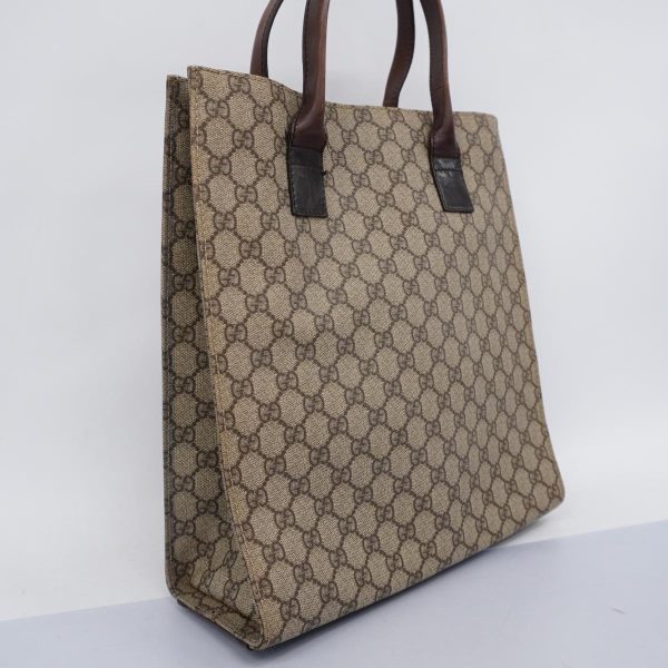 1240001038967 2 Gucci Tote Bag GG Supreme Brown Silver Hardware