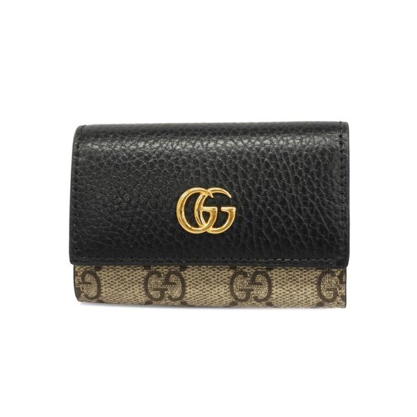 1240001039103 1 Gucci Key Case GG Marmont Leather Black Beige