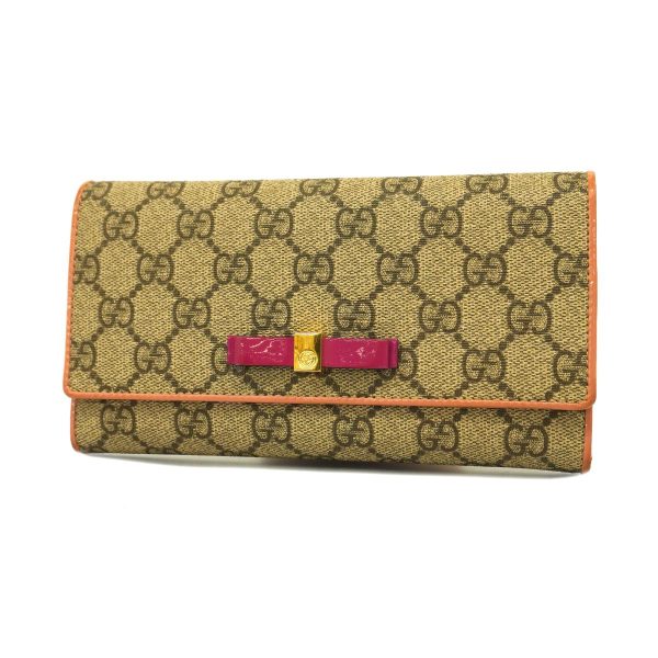 1240001039308 1 Gucci Long Wallet GG Supreme Orange Pink Brown