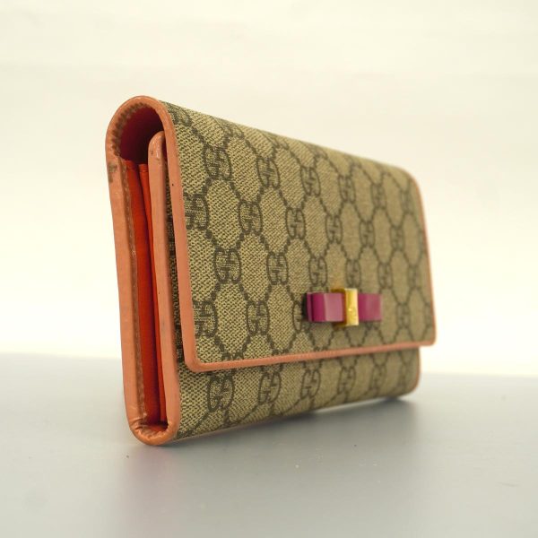 1240001039308 2 Gucci Long Wallet GG Supreme Orange Pink Brown