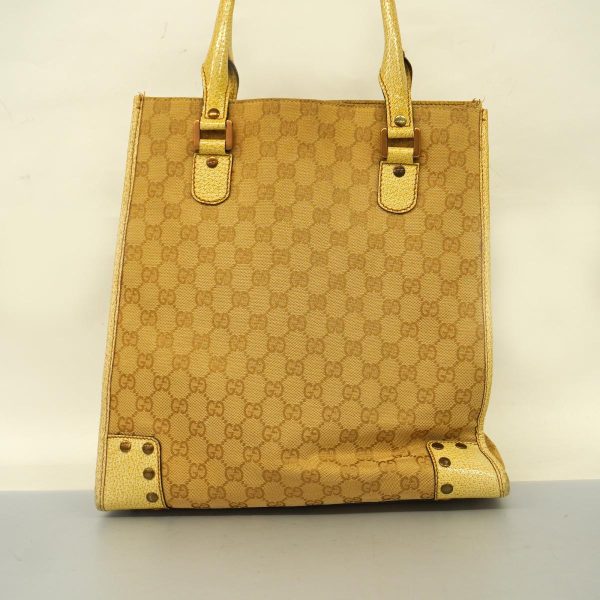 1240001039309 14 Gucci Tote Bag GG Canvas Ivory Beige Gold Hardware