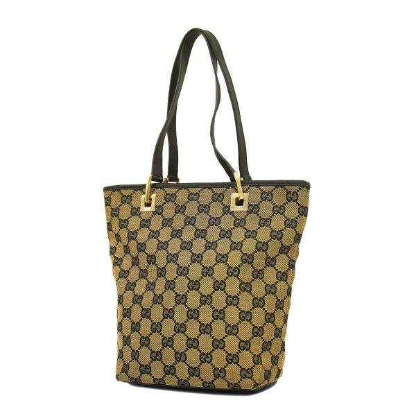 1240001039310 1 Gucci Tote Bag GG Canvas Brown Black Gold Hardware