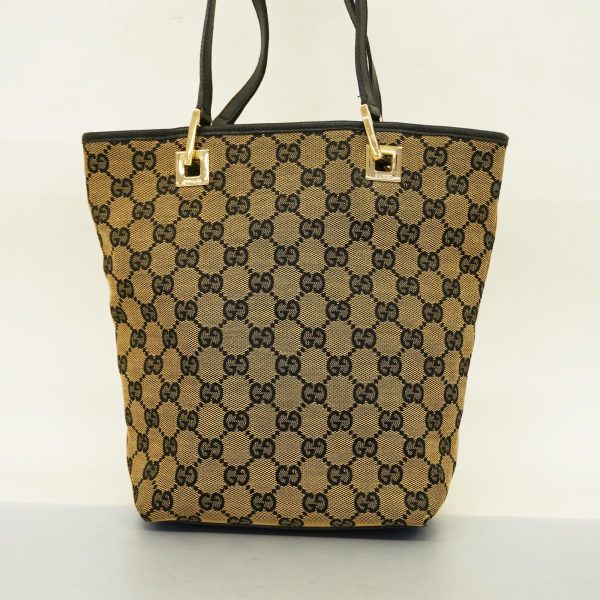 1240001039310 11 Gucci Tote Bag GG Canvas Brown Black Gold Hardware