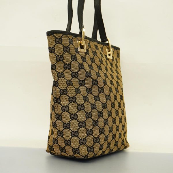 1240001039310 2 Gucci Tote Bag GG Canvas Brown Black Gold Hardware