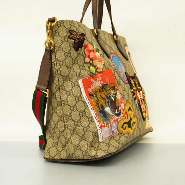 1240001039419 2 Gucci 2way Bag GG Supreme Brown Gold Hardware