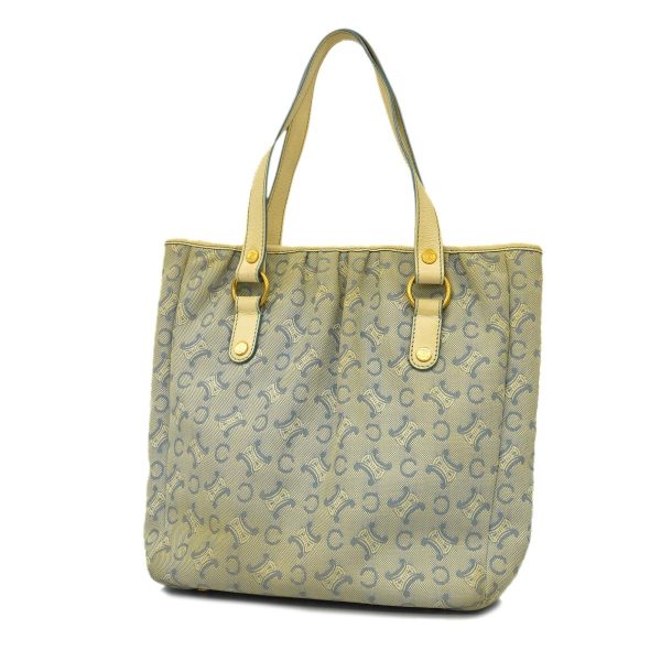 1240001039420 1 Celine C Macadam Canvas Tote Bag Light Blue Gold Hardware