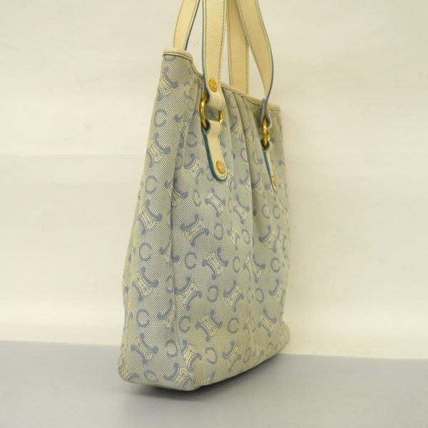 1240001039420 2 Celine C Macadam Canvas Tote Bag Light Blue Gold Hardware