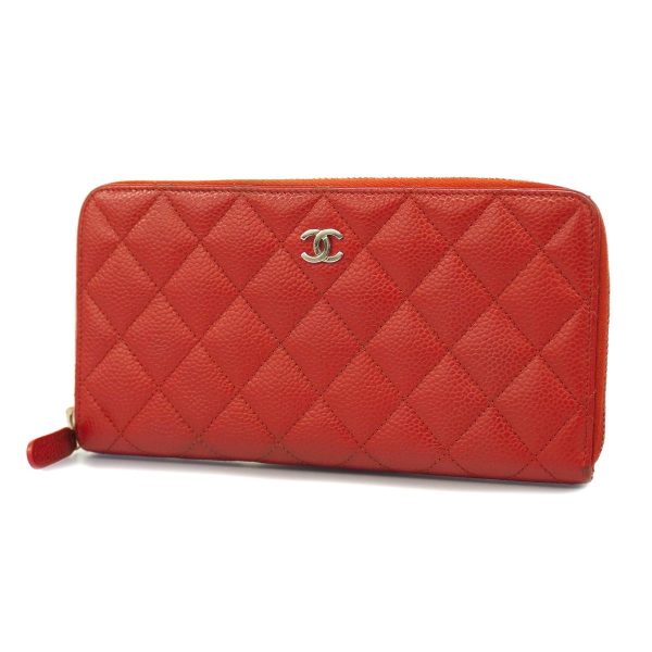 1240001039423 1 Chanel Long Wallet Matelasse Caviar Skin Red