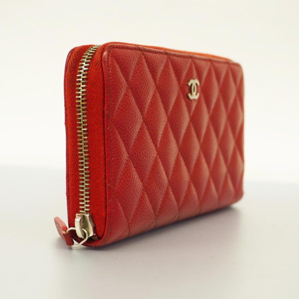 1240001039423 2 Chanel Long Wallet Matelasse Caviar Skin Red