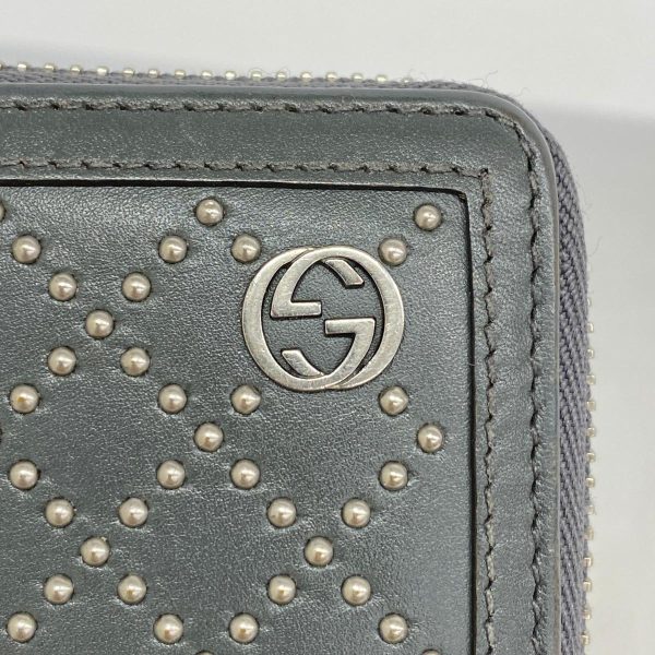 1240001039447 12 Gucci Long Wallet Diamante Gray Silver Hardware