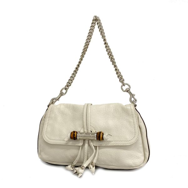 1240001039448 1 Gucci Shoulder Bag Bamboo White Silver Hardware