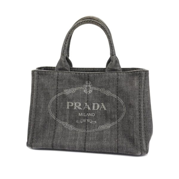 1240001039460 1 Prada Tote Bag Canapa Canvas Black Gold Hardware